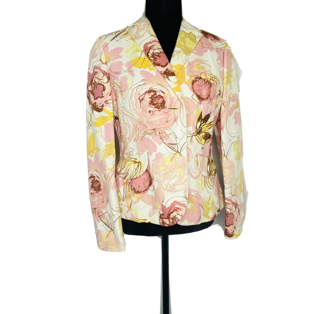 Ann Taylor Floral Cotton & Linen Blend Blazer - Picture 2 of 13
